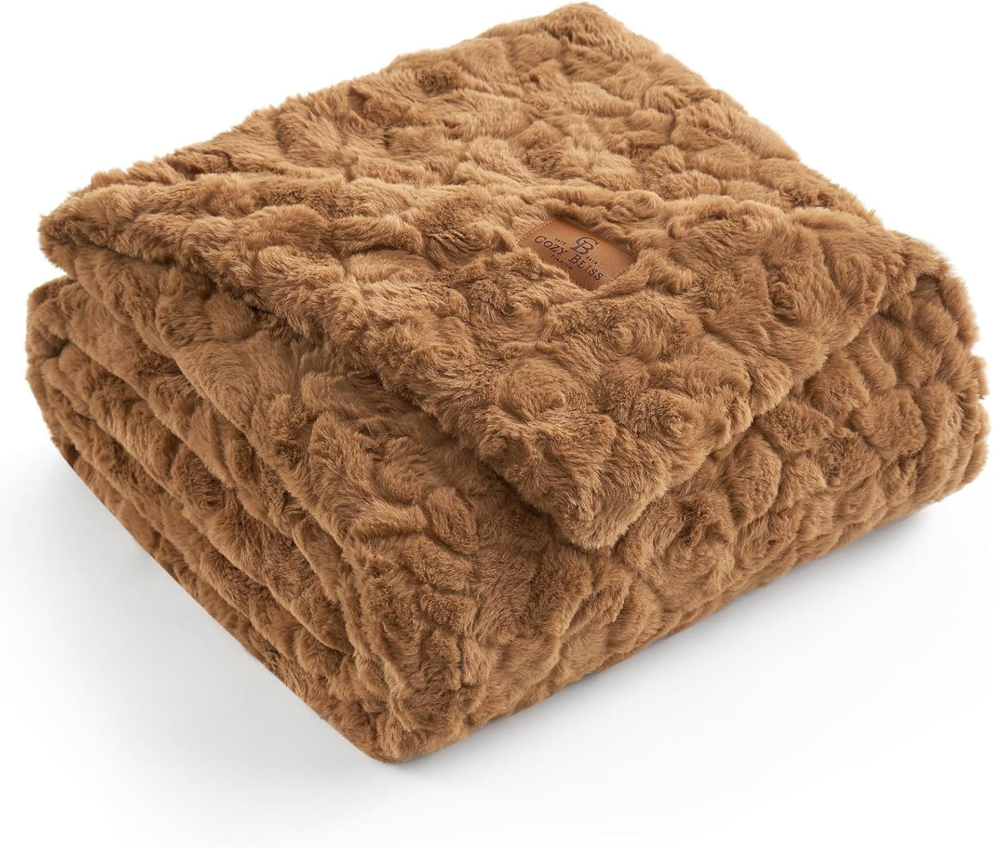 Faux Fur Throw Blanket for Couch, Fuzzy Soft Plush Thick Warm Fluffy Reversible Wave Textured Blanket for Sofa Bedroom Living Room, 55 * 70 Inches Cream White