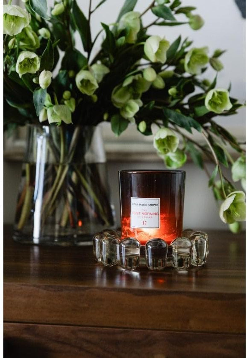 Bubble Candle Dish – Chic Smoky Glass Candle Dish for Home Decor – Decorative Modern Candle Holder for Small Candles & Diffusers