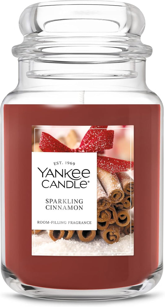 Sparkling Cinnamon, Christmas Scented Candle, 22Oz Large Jar with up to 150 Hour Burn Time, Giftable