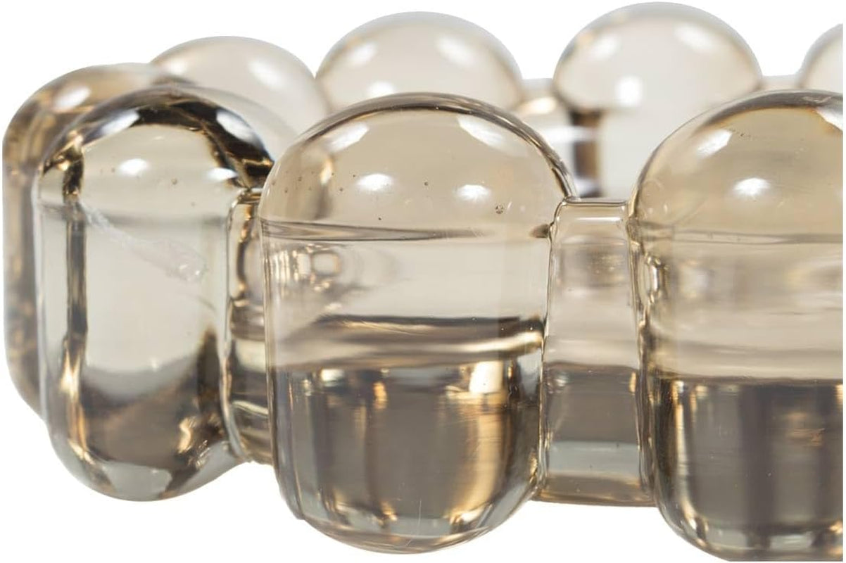 Bubble Candle Dish – Chic Smoky Glass Candle Dish for Home Decor – Decorative Modern Candle Holder for Small Candles & Diffusers