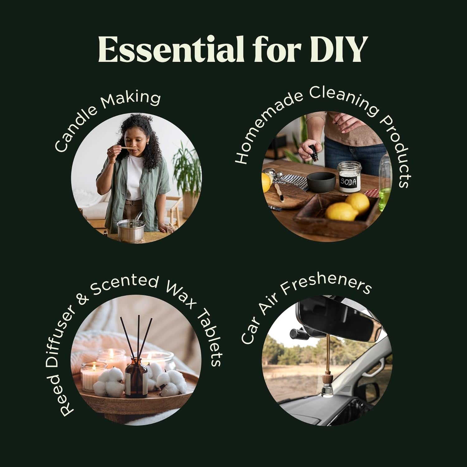 Essential Oils Christmas Set - 6 Oils for Diffusers, Home Care, Candle Making Scents, Fragrance, Aromatherapy, Humidifiers, Gifts - Peppermint, Tea Tree, Lavender, Eucalyptus, Orange (10Ml)