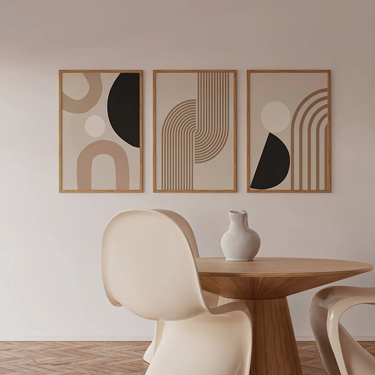 3-Pack Modern Minimalist Abstract Lines Canvas Art | Beige Geometric Unframed Wall Paintings | Boho Chic Decor for Living Room, Bedroom & Kitchen | Autumn/Winter Fashion Theme | Perfect Gift Idea