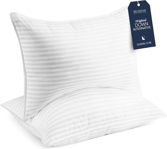 Bed Pillows Standard/Queen Size Set of 2 - Original Soft down Alternative Pillow for Sleeping - Soft Support for Back, Stomach or Side Sleepers
