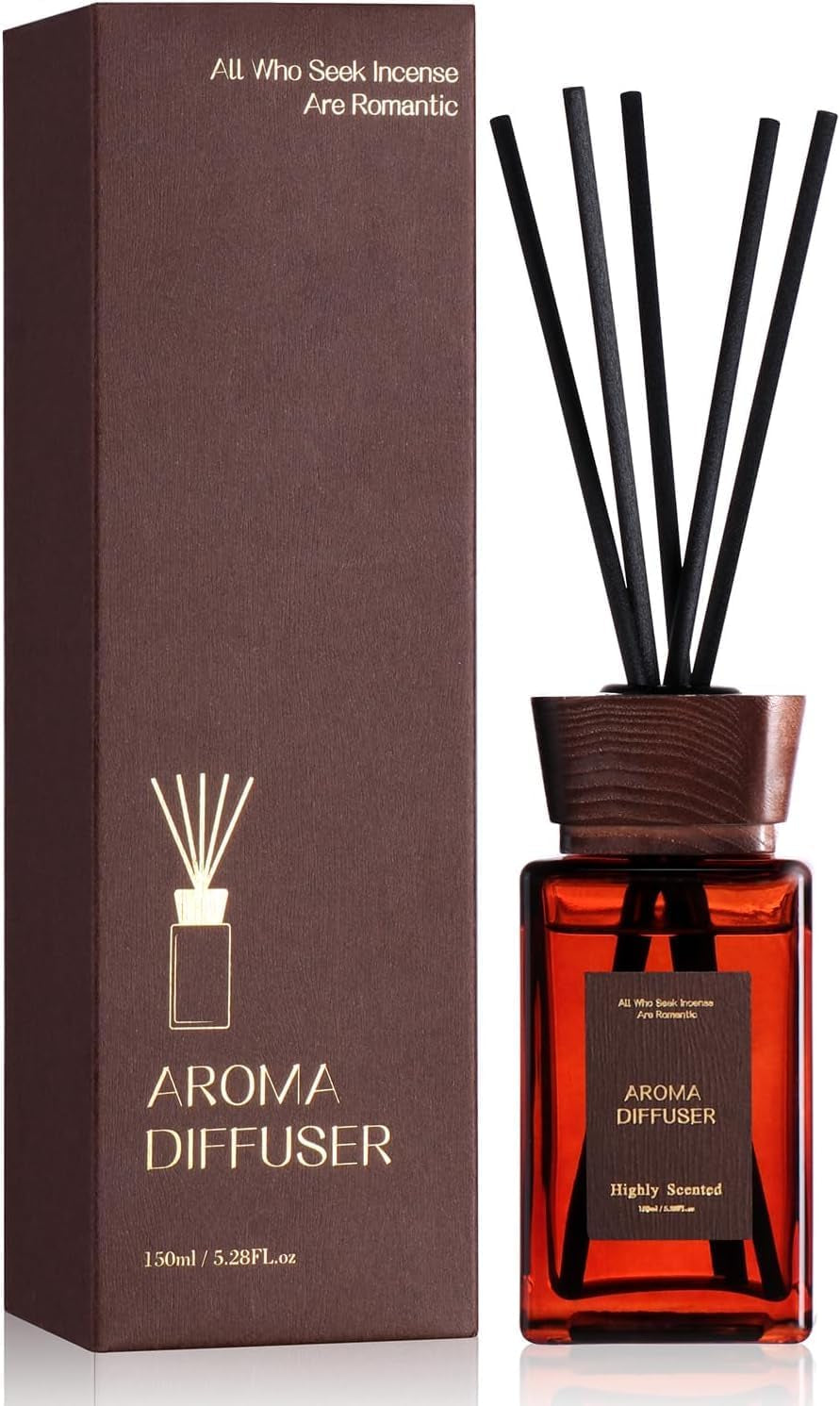Reed Diffuser, 6.09 Oz Earthy Sandalwood Scent Diffuser with Sticks & Dried Flowers, 120 Days Long Lasting Diffusers for Home, Elegant Fragrance for Bathroom Bedroom Office Decor Air Fresh