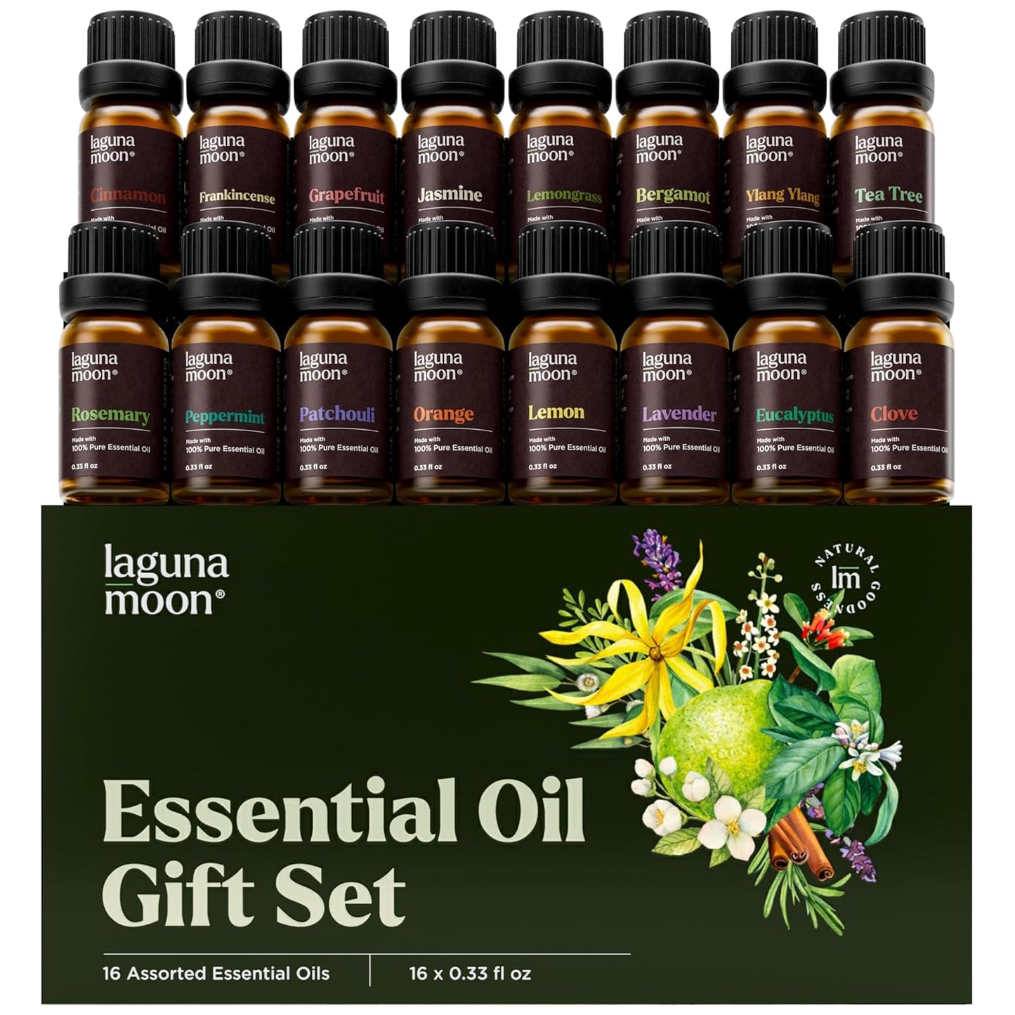 Essential Oils Christmas Set - 6 Oils for Diffusers, Home Care, Candle Making Scents, Fragrance, Aromatherapy, Humidifiers, Gifts - Peppermint, Tea Tree, Lavender, Eucalyptus, Orange (10Ml)
