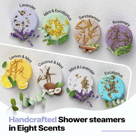 Shower Steamers Aromatherapy Birthday Gifts for Women - 8 Pcs Stocking Stuffers White Elephant Gifts for Adults Mom Men Teen Self Care with Natural Essential Oils Relaxation Home SPA Christmas