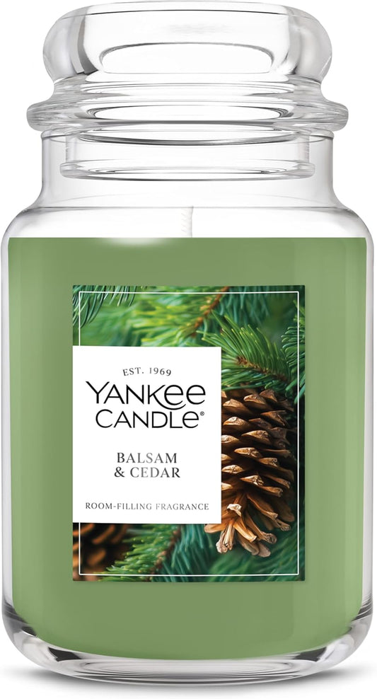 Balsam & Cedar, Holiday Scented Candle, 22Oz Large Jar with up to 150 Hour Burn Time, Giftable